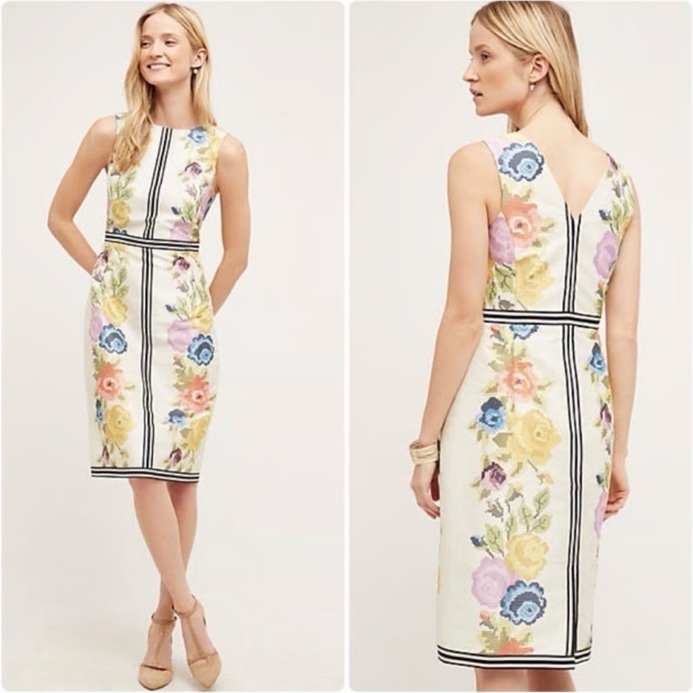 Anthropologie Payal Pratap Garden Grid Sheath Dress Size:0